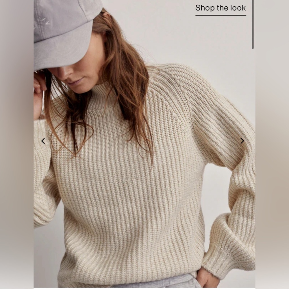 NWT Varley Cecile Raglan Knit Mock Neck Pullover Sweater in Birch Size Medium - Picture 2 of 13